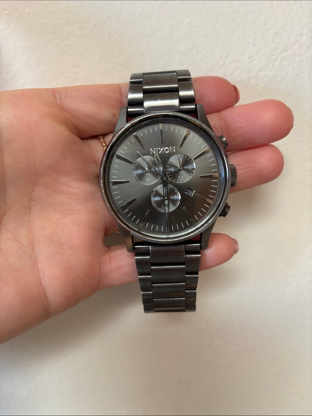 Nixon Sentry Chrono Watch - All Gunmetal Stainless Steel